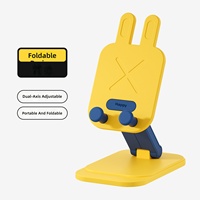 Support de téléphone pliable en forme de lapin mignon, rotatif à 360°, réglable, support de téléphone portable universel pour bureau