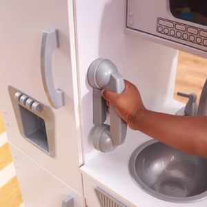 Cuisine miniature en bois blanc vintage américaine classique, ensemble de jeu interactif pour tout-petits, jeu de rôle en cuisine - Product Image 5