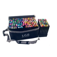 Ensemble de dibujo y bocetos con marcadores de 168 colores doble punta de pincel tinta de fieltro y alcohol Material escolar de arte