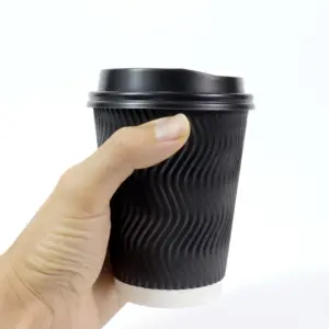 Jiani 16Oz Wegwerp Rimpel Papieren Beker Voor Koffie Warme Drank Papieren Beker Met Handvat Rimpel Cup Met Deksels
