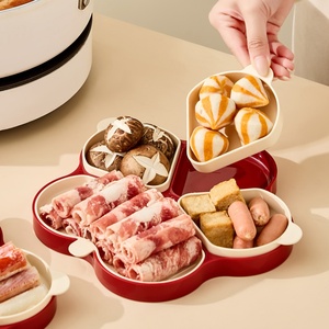 Plastic Dish Rotatable Hot Pot <b>Side</b> Dish <b>Plate</b> with Compartment Storage Multi-Functional Vegetable Platter for Kitchen Use - Product Image 2