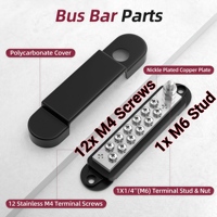 Barre omnibus 12 voies avec goujons M6 et vis M4, bloc de distribution d'alimentation marin 48V CC 150A, barre omnibus pour batterie 12V pour câblage solaire de bateau et VR