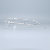 Lunettes de vue sans monture en argent sterling 925 de qualité supérieure, branches ornées de moissanite style échelle, personnalisables OEM