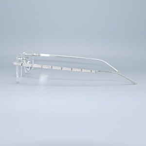 Lunettes de vue sans monture en argent sterling 925 de qualité supérieure, branches ornées de moissanite style échelle, personnalisables OEM - Product Image 1