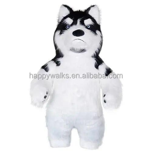 Disfraz de Mascota de perro Husky, Fursuit inflable de piel larga, Cosplay para fiesta de Halloween, EVA, Unisex, animales e insectos, Disfraces para niños, 1 unidad