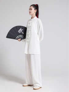 Traje <span class=keywords><strong>de</strong></span> Taiji <span class=keywords><strong>de</strong></span> algodón y lino para hombres y mujeres, traje <span class=keywords><strong>de</strong></span> actuación Baduanjin para primavera, verano, otoño, ropa tradicional china - Product Image 3