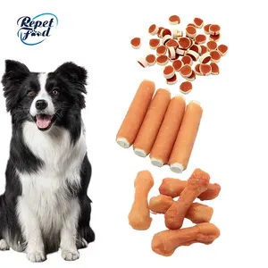 Pet Snack Manufacturer Protect Teeth High Protein Cattlehide Chicken Wrapped Leather Stick Dog Food