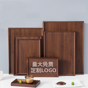 Bandeja Rectangular de Bambú con Imitación de Madera de Nogal, Bandeja para Servir Té, Plato de Madera para la Cena, con Logotipo Personalizable - Product Image 1
