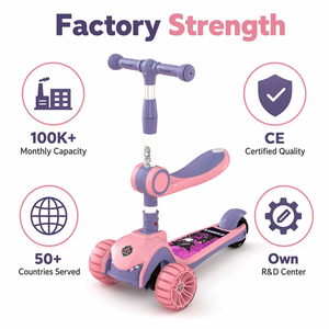 Nouveau modèle <span class=keywords><strong>Scooter</strong></span> électrique pliable pour garçons filles clignotant 3 roues en PU Construction en acier 350w plastique coup de pied enfant en bas âge bébé - Product Image 3