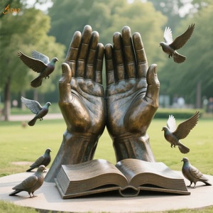 Personalizado City Park Paisaje Decoración Grande Moderno Mano Fundida Metal Latón Abstracto Estatua <span class=keywords><strong>de</strong></span> Mano y Paloma Bronce Escultura PARA LA Venta - Product Image 5