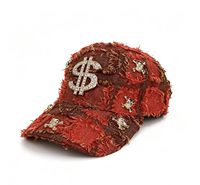 Casquette de baseball en jean déchiré populaire avec motif dollar, personnalisable multicolore