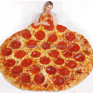 Tùy chỉnh thấp moq kích thước khác nhau 120cm Thiết kế hình tròn bánh pizza Tortilla Waffle chăn - Product Image 1