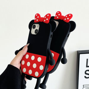 Custodia per cellulare 3D Cartoon <span class=keywords><strong>Minnie</strong></span> Mouse per Iphone 11 12 13 14 Pro Max 14plus Cover Funda in Silicone morbido rosso con papillon carino - Product Image 5