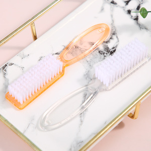 Cepillo de limpieza para uñas, 14,5x2,5x2,2 cm, pelo sintético plano, naranja transparente, para uso en decoración de uñas y belleza - Product Image 2