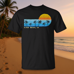 Camiseta Hobie Beach ZA Palm Trees Sunset, color negro, unisex, talla para adultos - Product Image 3