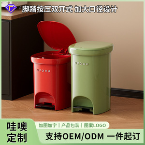 Uforu Foot Operated Trash Can With Lid Indoor Bathroom Waste <b>Bin</b> Cylindrical Design Waterproof Odor Proof - Product Image 5