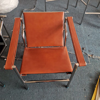 Fauteuil de loisirs en métal moderne pour salon, bureau, hôtel, villa, fauteuil en cuir PU