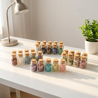 Bouteille à Vœux en Verre avec Copeaux de Cristal Naturel Personnalisés, Mini Graviers de Pierres Précieuses, Bouteille à Chakra avec Bouchon en Liège – Vente en Gros