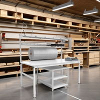 Banc de travail en acier de qualité supérieure avec plateau en MDF, hauteur réglable, facile à utiliser, table d'emballage pour atelier et expédition e-commerce
