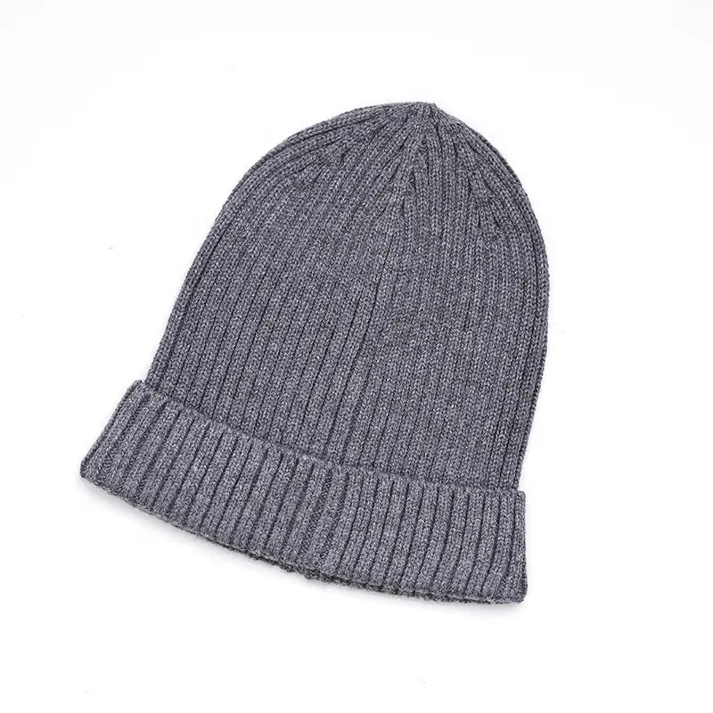 Wholesale Custom Autumn Winter Ribbing Knitted Beanies Cashmere Wool Blend Thickened Sports Fishing Men And Women Knitted Cap