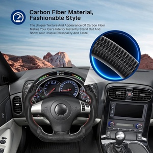 Volante de Fibra de Carbono para <span class=keywords><strong>Chevrolet</strong></span> Corvette C6 2006-2011, Volante en Forma de D con Base Plana e Indicador de Cambio LED - Product Image 3