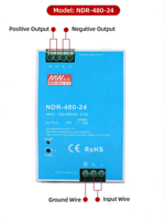 Mean Well NDR-120-12 Din Rail Industrial Power Supply 12V 10A Efisiensi 85.5% 120W 90-264VAC/127-370VDC Pendingin Udara Alami untuk