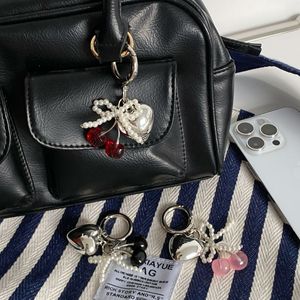 Y2K Silver Heart keychain Phone Case Pendant Keyring Women's Bag Accessories Gifts Pearl Bow <strong>Crystal</strong> Cherry Bag Charm Key chains - Product Image 5
