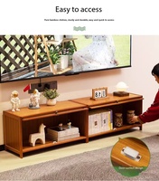 Meuble TV en rotin tressé, console multimédia en bois avec rangement pour salon, chambre à coucher, centre de divertissement