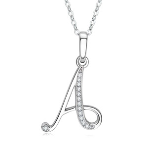 Ciondolo Lettera A in Argento 925 con Cristalli e Strass, Stile Classico Unisex per Uso Quotidiano - Product Image 1