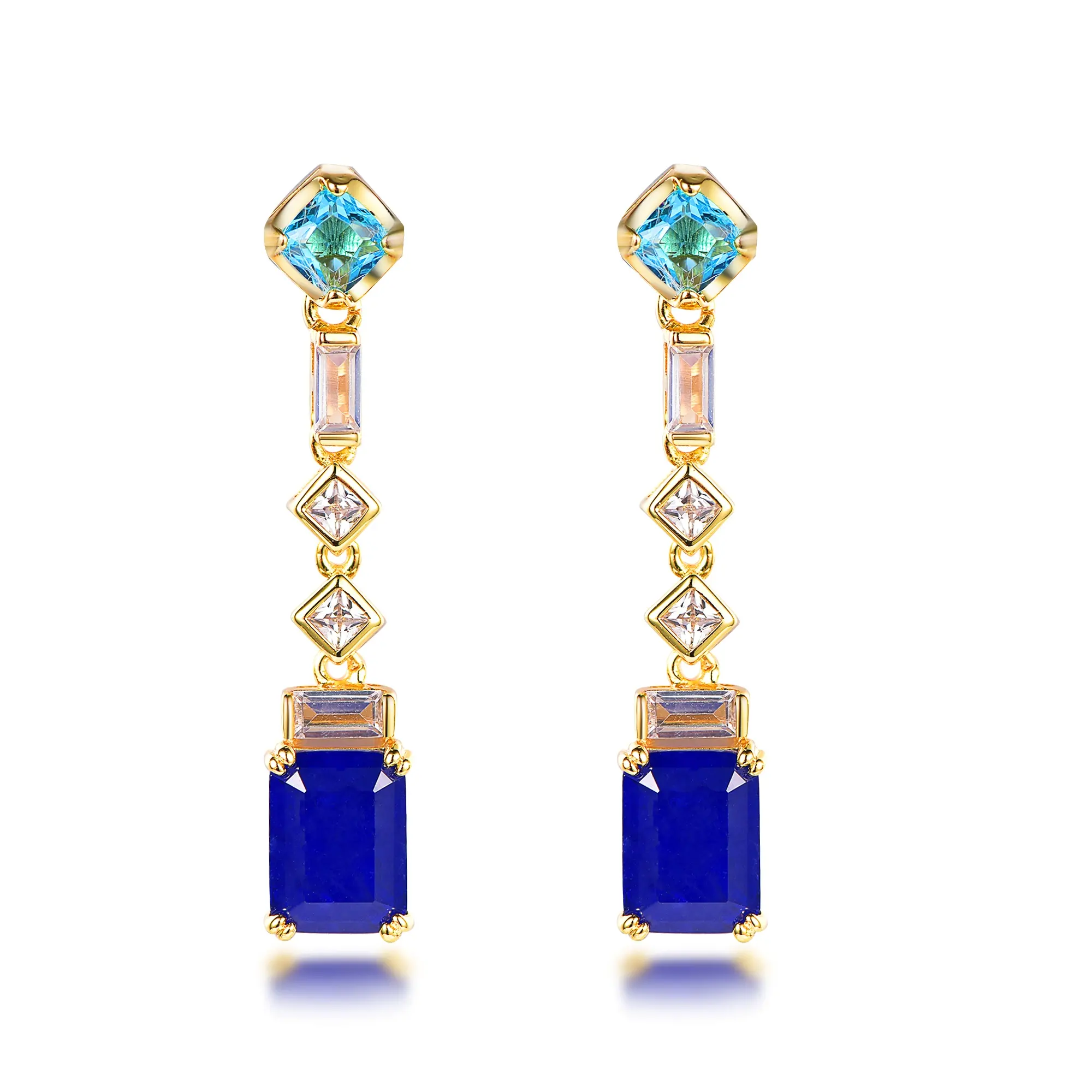 Kirin gros mode bleu profond boucles d'oreilles pendantes femmes tempérament dame boucles d'oreilles fête de mariage bijoux de luxe