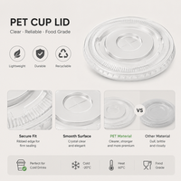 Couvercle de tasse PET 90 mm plat et à ouverture pour boire, en plastique transparent jetable, pour smoothies, bubble tea et jus
