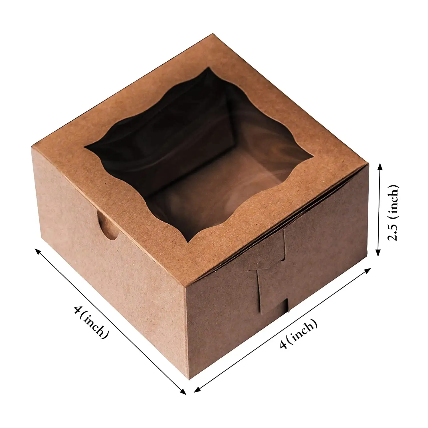 Bánh hộp giấy kraft Takeaway bao bì bánh hộp 100% phân hủy sinh học Bánh hộp với cửa sổ rõ ràng
