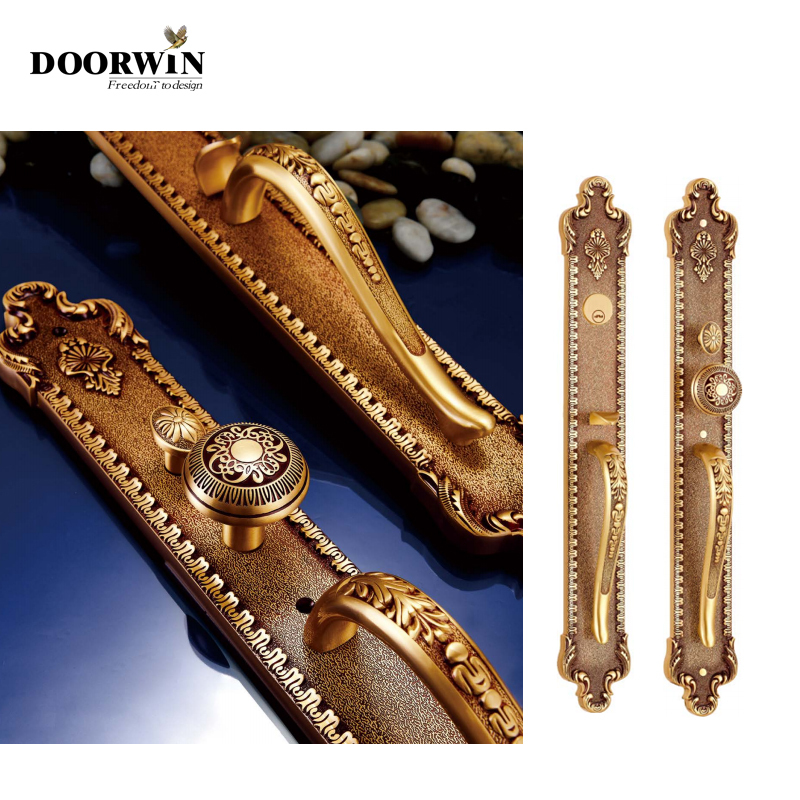 Villa entry door luxury double handle brass high-end anti-theft door lock