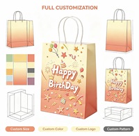 Sac cadeau en papier imprimé sur le thème du joyeux anniversaire, avec logo personnalisé et poignée en corde, pour les fournitures d'emballage cadeau de fête d'anniversaire