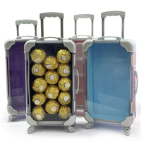 Mini Valise Transparente à Roulettes en Plastique ABS – Boîte Cadeau pour Enfants, Jouets, Bonbons, Fêtes, Mariages