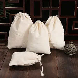 Linna 15*20cm OEM Cotton Dust Bags Various Size Black Custom Cotton Tote Bags Natural 15*20cm Cotton Drawstring Pouches