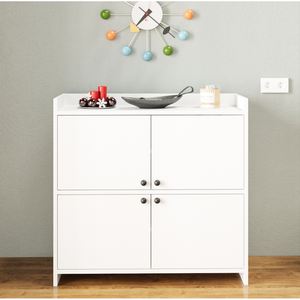 Armoire de rangement moderne multifonctionnelle à 4 portes et 5 étagères, organisateur blanc pour la cuisine et la salle de bain - Product Image 5