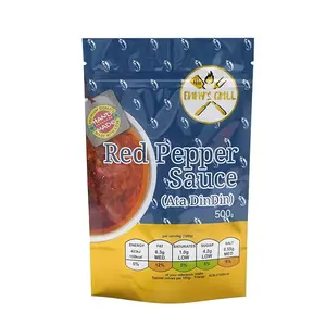 Custom Resealable Zip Lock Bag Smell Proof Red Pepper Sauce Aluminum Foil Packaging Mylar Bags