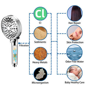 Adjustable <b>Shower</b> Head SSK791 Chrome Plated Round Portable With Flow <b>Control</b> Button - Product Image 3