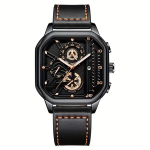 Reloj de Cuarzo QW149 de Lujo para Hombre, Deportivo, Resistente al Agua, Luminoso, Cronógrafo de 3 Agujas, Cuadrado, Moderno, con Correa de Cuero - Product Image 1