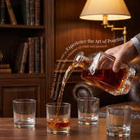 Juego de Decantador de Whisky de Cristal sin Plomo con Logotipo Personalizado Grabado, con 4 Vasos en Caja de Madera Premium, para Regalo del Día del Padre o para Padrinos de Boda
