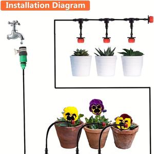 Système d'irrigation goutte à goutte, tuyau en PVC de 25 m, 1/2 pouce avec tête d'arrosage à 8 trous, kit d'arrosage automatique pour humidificateur et refroidisseur de jardin - Product Image 5