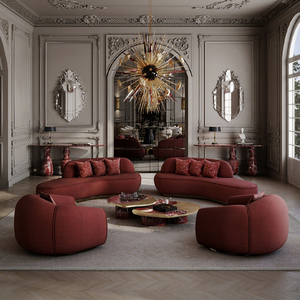 Sofa Italia, Set Sofa mewah kain logam emas Italia nyaman dapat diperpanjang kombinasi bagian Sofa untuk Villa melengkung ruang tamu - Product Image 1