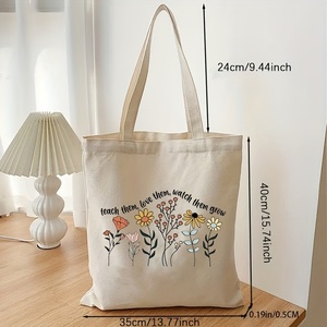 Sac fourre-tout en toile personnalisé avec motif « Enseignez-leur l'amour, aimez-les, regardez-les grandir » pour femme, réutilisable et tendance, idéal pour les voyages - Product Image 2