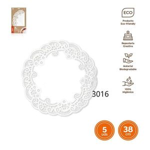 Elegantes Bases Redondas de Encaje Blanco de 38 cm, Paquete de 5 Unidades, Suministros para Decoración de Pasteles de Cumpleaños - Product Image 1