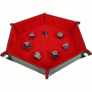 Hexagonal Velvet Dice Tray <b>Collapsible</b> <b>Storage</b> Box Pu Tray Velvet Desktop <b>Storage</b> Box - Product Image 3