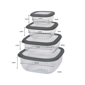 4 cái nhà bếp <span class=keywords><strong>Stackable</strong></span> công suất lớn nhựa bpa-miễn phí kín vuông trộn bát phục vụ thực phẩm container bát có nắp đậy - Product Image 5