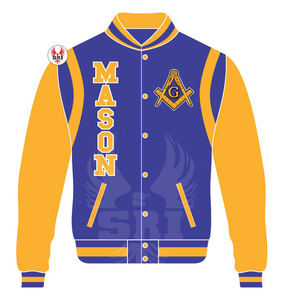 Chaqueta Masónica de Maestro Masón, Chaqueta Universitaria Personalizada |   Chaqueta Universitaria Masónica de Lana con Mangas de Cuero - Product Image 3