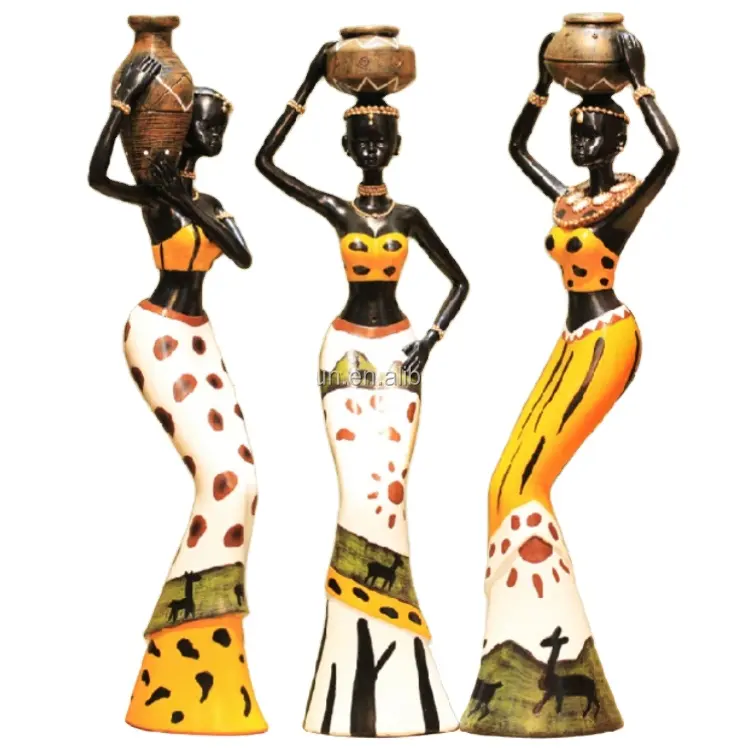 Estatueta de resina de senhora africana, estátuas de áfrica, figuras para decoração de casa, ofícios de senhora de resina