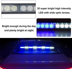 36 pouces 32 <span class=keywords><strong>LED</strong></span> bleu blanc feux d'avertissement stroboscopiques d'urgence 16 pieds cordon droit pour conseiller en trafic Auto intérieur lumière de conseiller - Product Image 3
